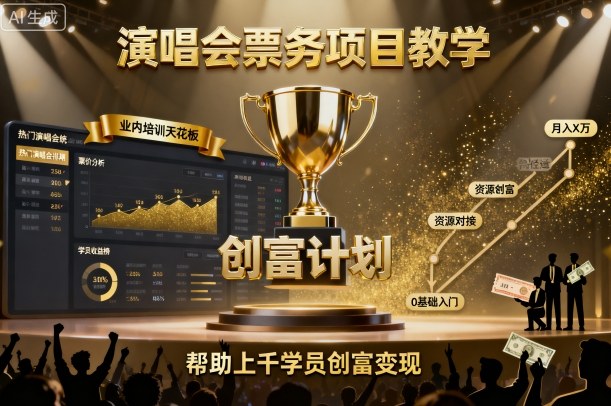 演唱会票务项目教学，业内培训天花板，帮助上千学员创富变现-万象聊项目