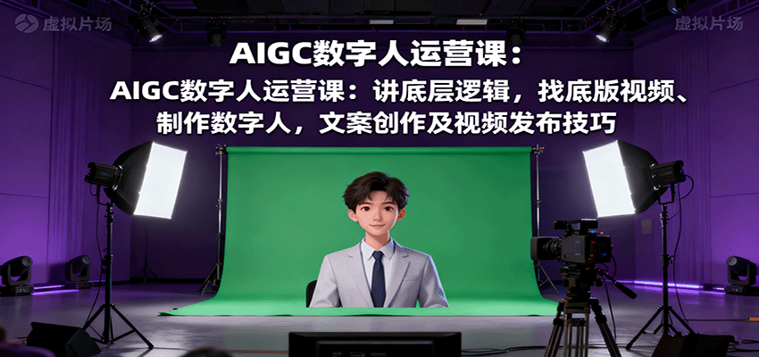 AIGC数字人运营课：讲底层逻辑，找底版视频、制作数字人，文案创作及视频发布技巧-万象聊项目