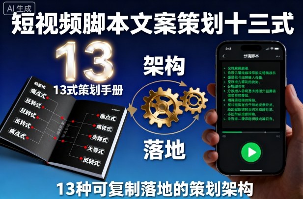 短视频脚本文案策划十三式，13种可复制落地的策划架构-万象聊项目