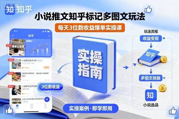 小说推文知乎标记多图文玩法，每天3位数收益爆单实操课-万象聊项目
