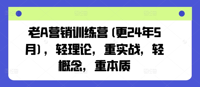 老A营销训练营(更25年10月)，轻理论，重实战，轻概念，重本质-万象聊项目