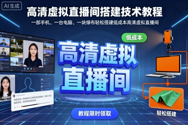 高清虚拟直播间搭建技术教程，一部手机、一台电脑、一块绿布轻松搭建低成本高清虚拟直播间-万象聊项目