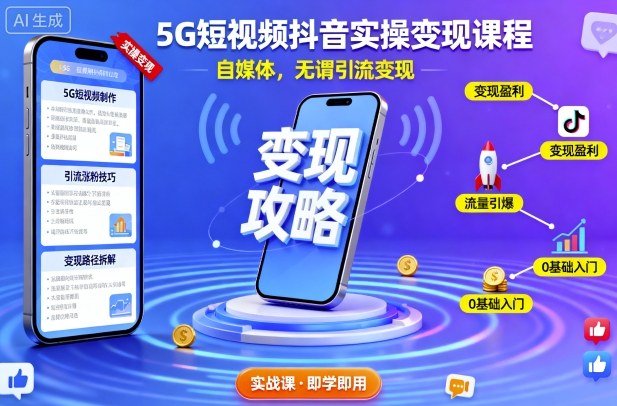 5G短视频抖音实操变现课程，自媒体，无谓引流变现-万象聊项目