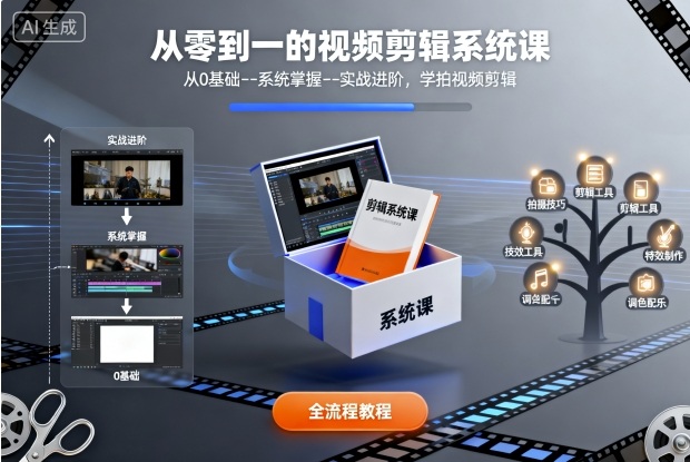 从零到一的视频剪辑系统课，从0基础–系统掌握–实战进阶，学拍视频剪辑-万象聊项目