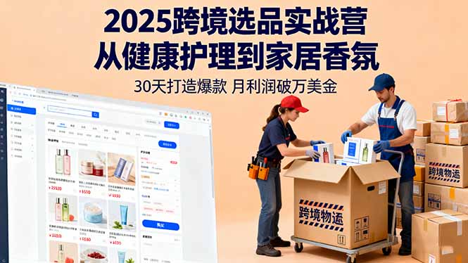 2025跨境选品实战营：从健康护理到家居香氛，30天打造爆款,月利润破万美金-万象聊项目
