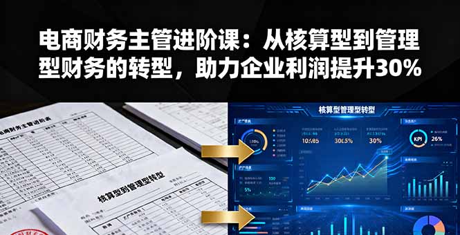 电商财务主管进阶课：从核算型到管理型财务的转型，助力企业利润提升30%-万象聊项目