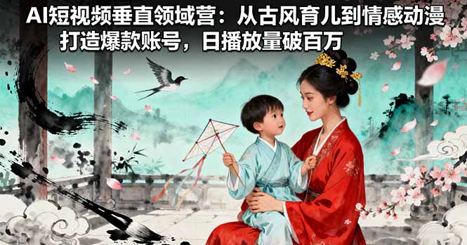 AI短视频垂直领域营：从古风育儿到情感动漫，打造爆款账号,日播放量破百万-万象聊项目