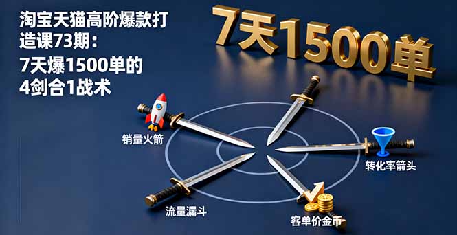 淘宝天猫高阶爆款打造课73期：7天爆1500单的4剑合1战术-万象聊项目