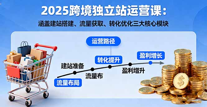 2025跨境独立站运营课：涵盖建站搭建、流量获取、转化优化三大核心模块-万象聊项目