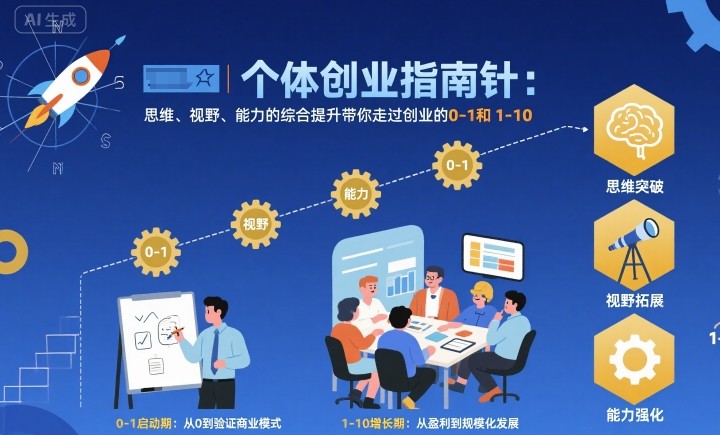 个体创业指南针，思维、视野、能力的综合提升带你走过创业的0-1和1-10【音频】-万象聊项目