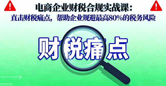 电商企业财税合规实战课，直击财税痛点，帮助企业规避最高80%的税务风险-万象聊项目