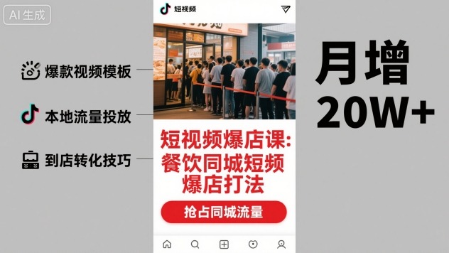 短视频爆店课，餐饮同城短视频爆店打法-万象聊项目