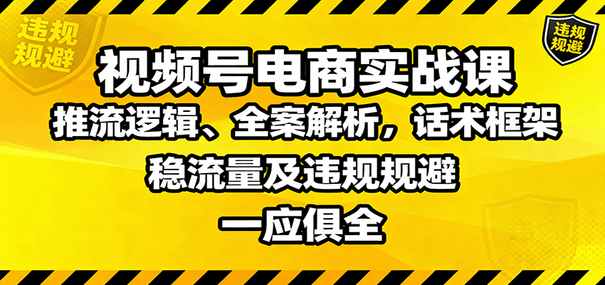 视频号电商实战课：推流逻辑、全案解析，话术框架，稳流量及违规规避等-万象聊项目