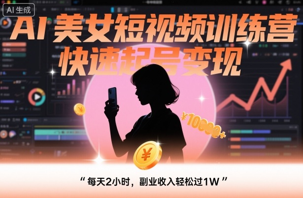 AI美女短视频训练营，快速起号变现，每天2小时，副业收入轻松过1W-万象聊项目