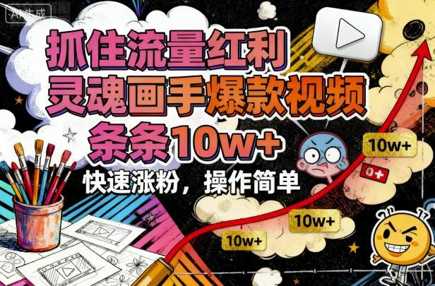 抓住流量红利，灵魂画手爆款视频，条条10w+，快速涨粉，操作简单-万象聊项目