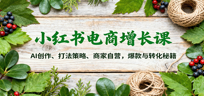 小红书电商增长课：AI创作、打法策略、商家自营，爆款与转化秘籍-万象聊项目
