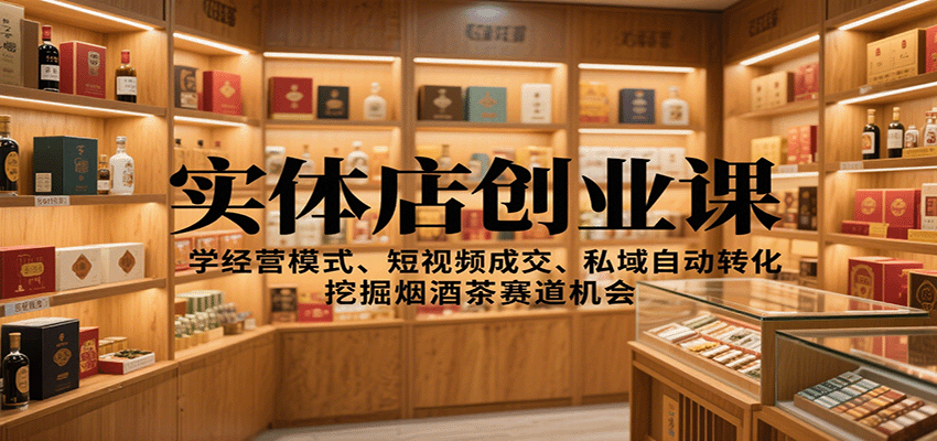 实体店创业课：学经营模式、短视频成交、私域自动转化，挖掘烟酒茶赛道机会-万象聊项目