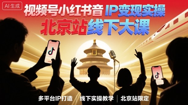 视频号小红书抖音IP变现实操北京站线下大课，40+行业短视频高变现姿势，100+IP高变现实操技术-万象聊项目