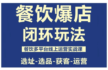 餐饮爆店闭环玩法，餐饮多平台线上运营实战课，选址-选品-获客-运营-万象聊项目