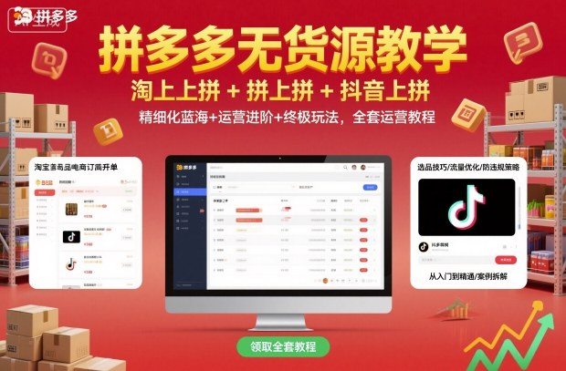 拼多多无货源教学，淘上拼+拼上拼+抖上拼，精细化蓝海+运营进阶+终极玩法，全套运营教程-万象聊项目