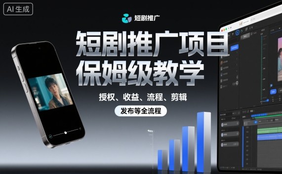 短剧推广项目保姆级教学，授权、收益、流程、剪辑，发布等全流程-万象聊项目