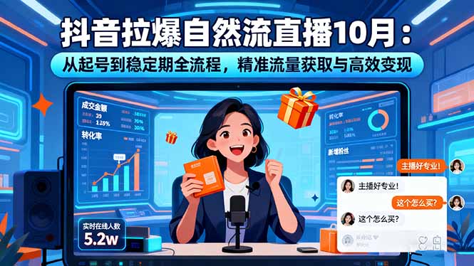 抖音拉爆自然流直播10月：从起号到稳定期全流程，精准流量获取与高效变现-万象聊项目