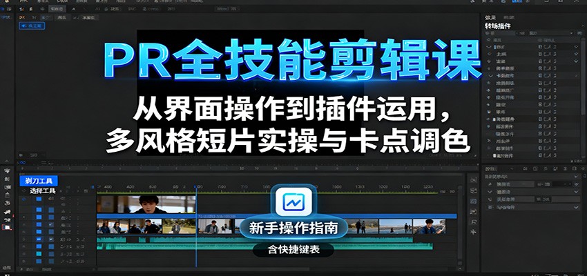 PR全技能剪辑课：从界面操作到插件运用，多风格短片实操与卡点调色-万象聊项目