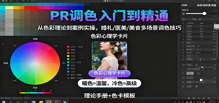 PR调色入门到精通：从色彩理论到案例实操，婚礼/医美/美食多场景调色技巧-万象聊项目