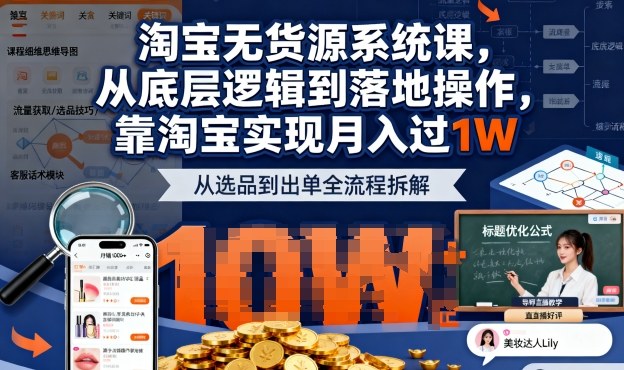2025最新淘宝无货源系统课，从底层逻辑到落地操作，靠淘宝实现月入过1W-万象聊项目