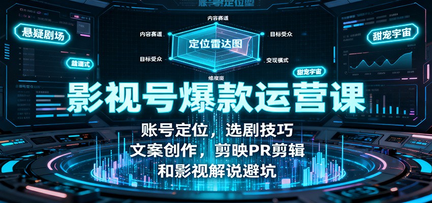 影视号爆款运营课：账号定位，选剧技巧，文案创作，剪映PR剪辑和影视解说避坑-万象聊项目