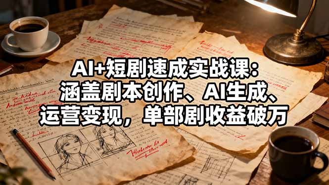 AI+短剧速成实战课：涵盖剧本创作、AI生成、运营变现，单部剧收益破万-万象聊项目