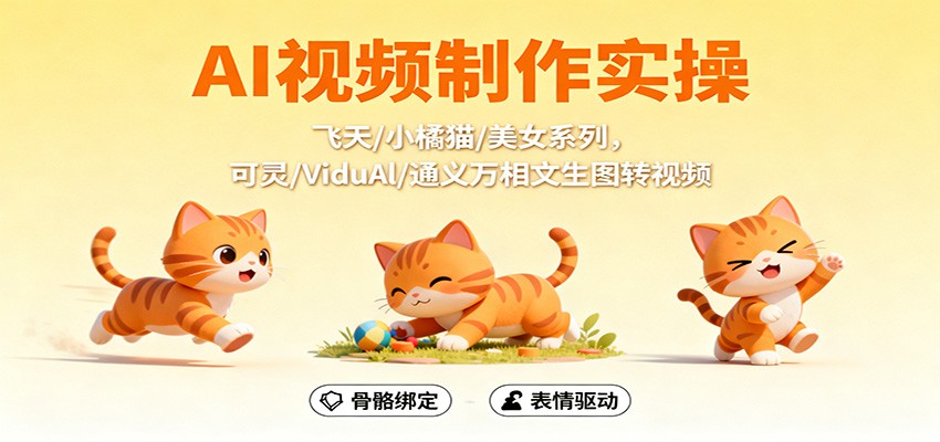 AI视频制作实操，飞天/小橘猫/美女系列，可灵/ViduAl/通义万相文生图转视频-万象聊项目