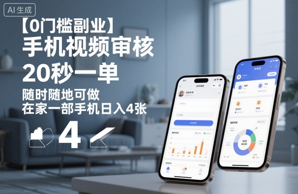 【0门槛副业】手机视频审核，20秒一单，随时随地可做，在家一部手机日入4张【揭秘】-万象聊项目