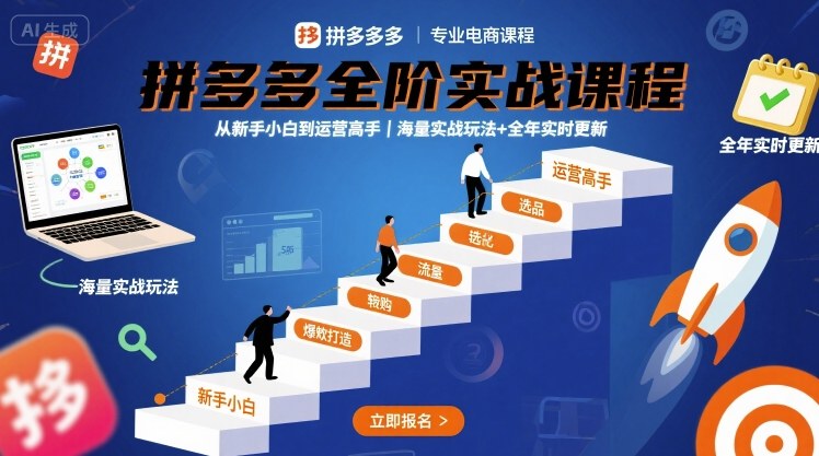 拼多多全阶实战课程，从新手小白到运营高手，海量实战玩法+全年实时更新【2025年10月更新】-万象聊项目