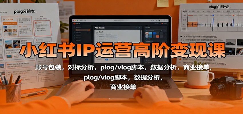小红书IP运营高阶变现课：账号包装，对标分析，plog/vlog脚本，数据分析，商业接单-万象聊项目
