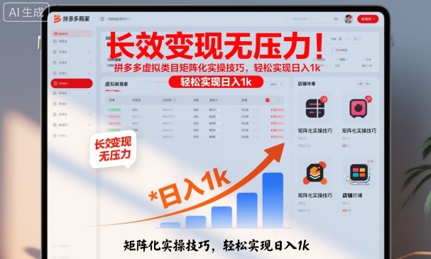 长效变现无压力！拼多多虚拟类目矩阵化实操技巧，轻松实现日入1k【揭秘】-万象聊项目