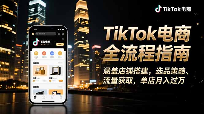 TikTok电商全流程指南，涵盖店铺搭建、选品策略、流量获取，单店月入过万-万象聊项目