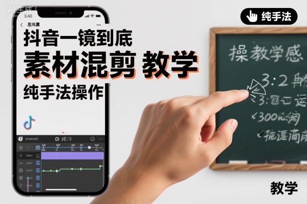 抖音一镜到底素材混剪教学，纯手法操作-万象聊项目