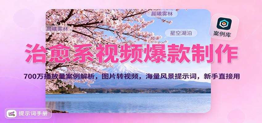 治愈系视频爆款制作，700万播放量案例解析，图片转视频，海量风景提示词，新手直接用-万象聊项目