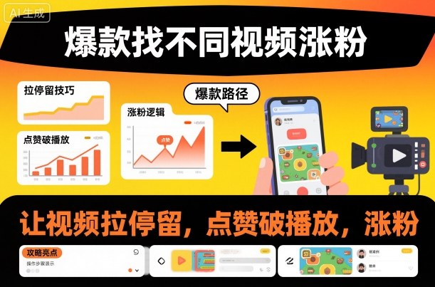 爆款找不同视频涨粉，让视频拉停留，实现点赞，破播放，涨粉-万象聊项目