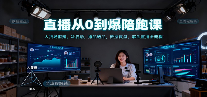 直播从0到爆陪跑课：人货场搭建，冷启动，排品选品，数据复盘，解锁直播全流程-万象聊项目