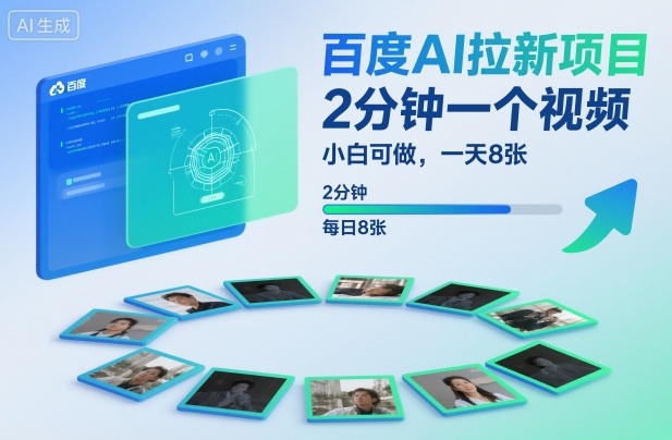 百度AI拉新项目，2分钟一个视频，小白可做，一天8张【附案例+保姆级教程】-万象聊项目