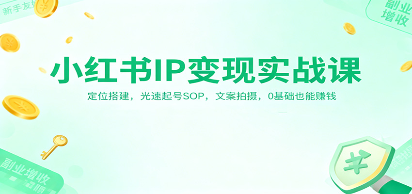 小红书IP变现实战课：定位搭建，光速起号SOP，文案拍摄，0基础也能赚钱-万象聊项目