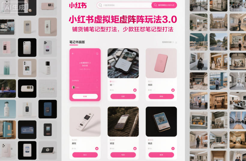 小红书虚拟矩阵玩法3.0，铺货铺笔记型打法，少款狂怼笔记型打法-万象聊项目