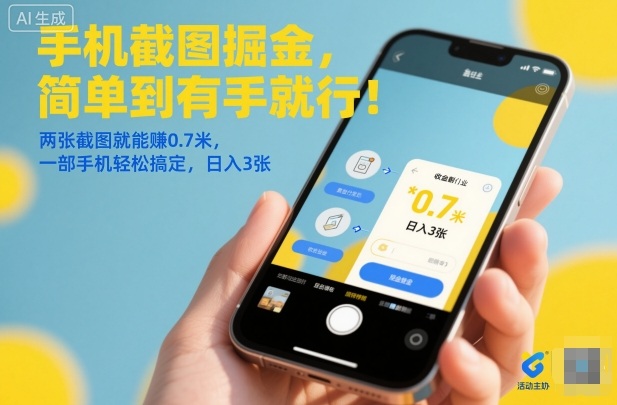 手机截图掘金，简单到有手就行！两张截图就能賺0.7米，一部手机轻松搞定，日入3张【揭秘】-万象聊项目