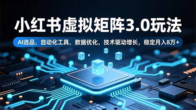 小红书虚拟矩阵3.0玩法，AI选品、自动化工具、数据优化，技术驱动增长，稳定月入8万+-万象聊项目