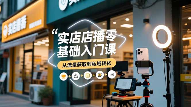 实体店播零基础入门课，实体店+短视频+直播+微信生态+私域社群，从流量获取到私域转化-万象聊项目