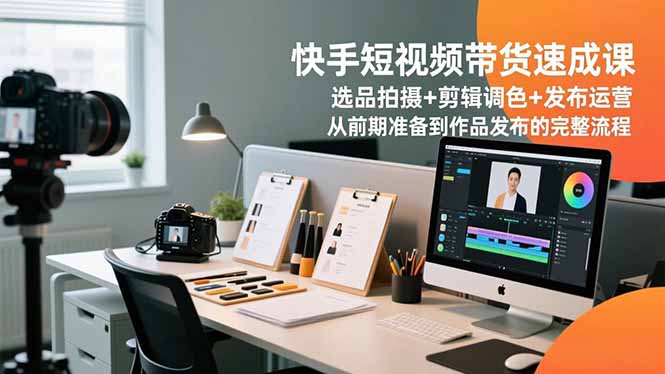 快手短视频带货速成课，选品拍摄+剪辑调色+发布运营，从前期准备到作品发布的完整流程-万象聊项目