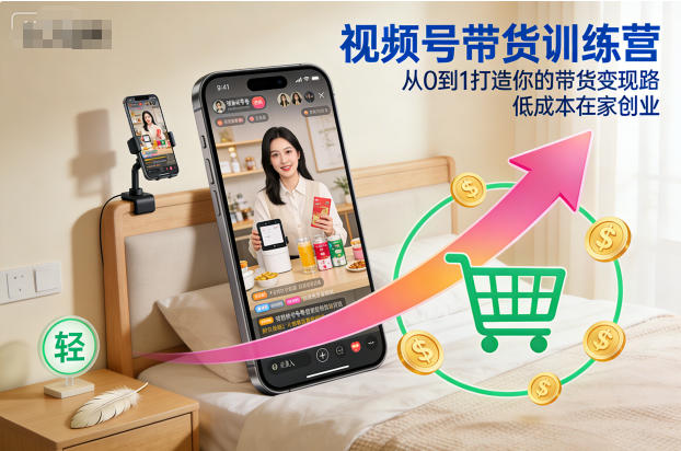 视频号带货训练营，从0到1打造你的带货变现路，低成本在家创业-万象聊项目