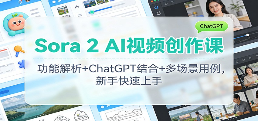 Sora 2 AI视频创作课：功能解析+ChatGPT结合+多场景用例，新手快速上手-万象聊项目